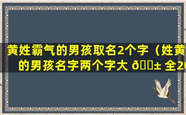 黄姓霸气的男孩取名2个字（姓黄的男孩名字两个字大 🐱 全2020年）